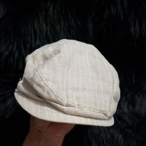 Cream Striped Newsboy Cap